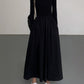 Long Sleeve Women's Dress with Pockets, Elegant Knee-Length Formal Dress for Work and Casual Events-2