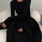Long Sleeve Women's Dress with Pockets, Elegant Knee-Length Formal Dress for Work and Casual Events-5
