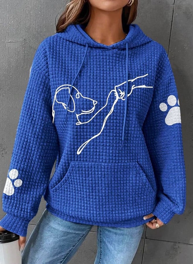 Womens Warm Hoodie - Relaxed Oversized Waffle Knit Casual