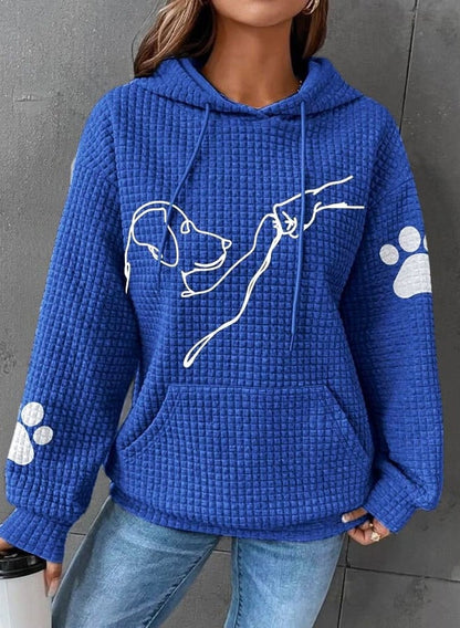 Womens Warm Hoodie - Relaxed Oversized Waffle Knit Casual