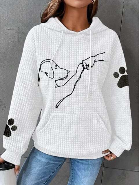 Womens Warm Hoodie - Relaxed Oversized Waffle Knit Casual