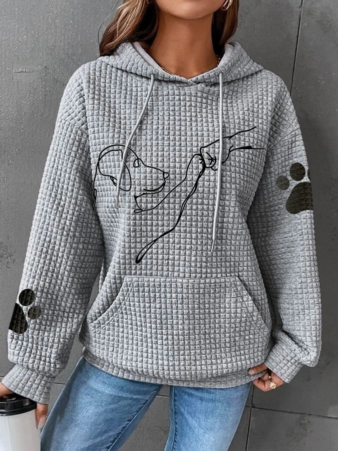Womens Warm Hoodie - Relaxed Oversized Waffle Knit Casual