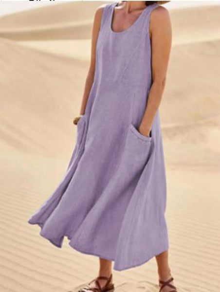 Variant image for Womens Summer Dress with Pockets, Casual Knee-Length Cotton Dress for Everyday Comfort and Style-26