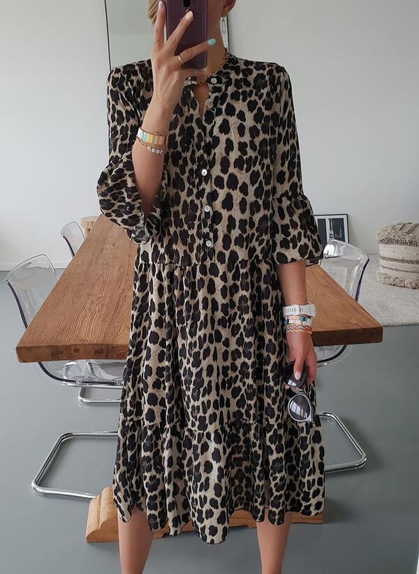 Stylish Leopard Print Summer Dress for Women, Elegant Plus Size Dresses M to 2XL, Comfortable High-Quality Fabric-1