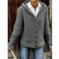 Plush Women's Hooded Knit Coat - Cotton Blend, For Fall