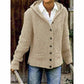 Plush Women's Hooded Knit Coat - Cotton Blend, For Fall