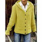 Plush Women's Hooded Knit Coat - Cotton Blend, For Fall