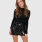 High Waist Black Sequin Mini Skirt for Women, Elegant Design with Comfortable Lining, Flattering Fit, Versatile Style-5