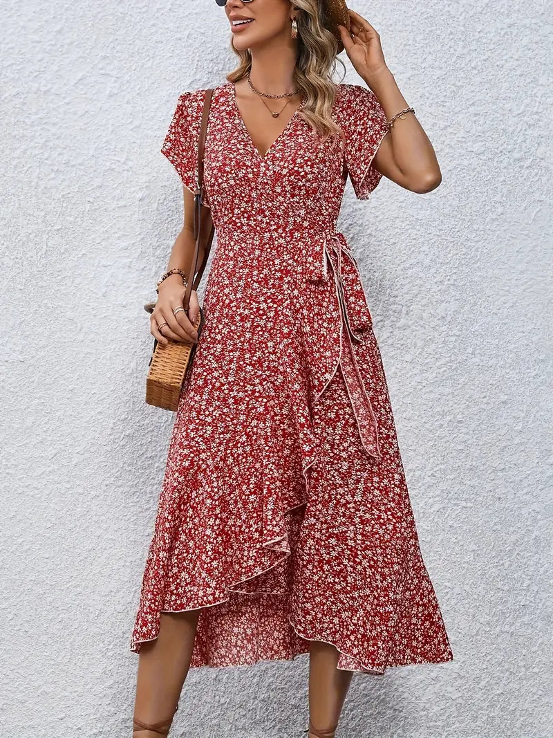 Variant image for Elegant Womens Dress with Flutter Sleeves and Wrap Detail - Perfect for Wedding Guests and Summer Events-6