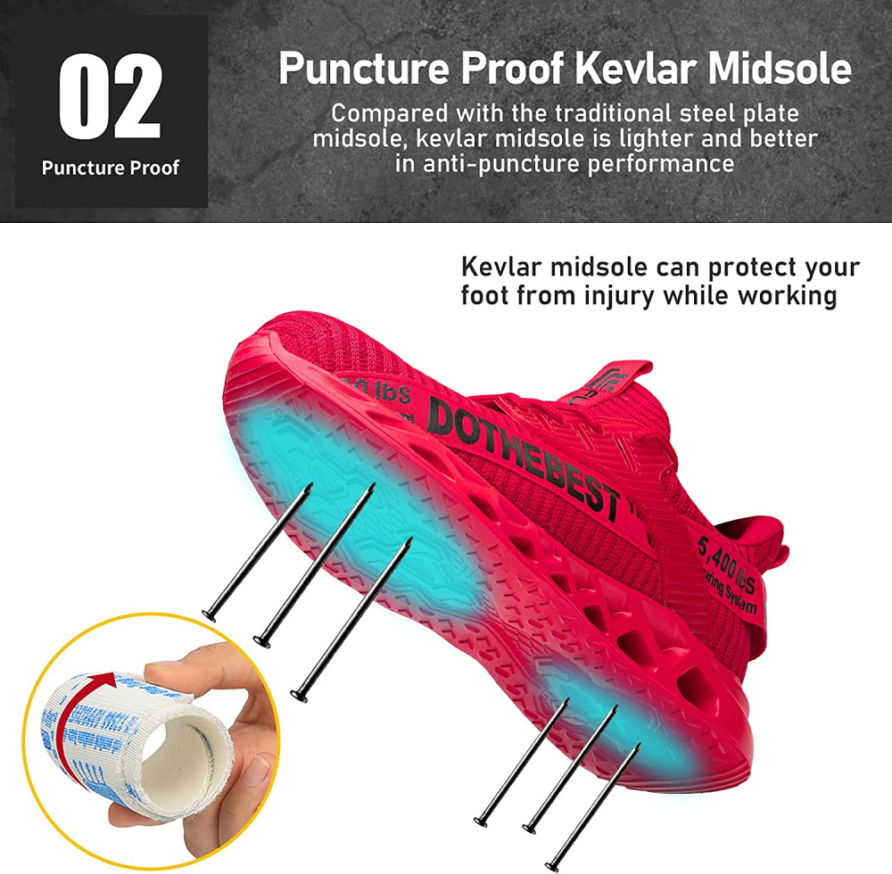 Ultralight Breathable Non-Slip Safety Shoes with Steel Toe and Kevlar Sole for Enhanced Comfort and Protection-3