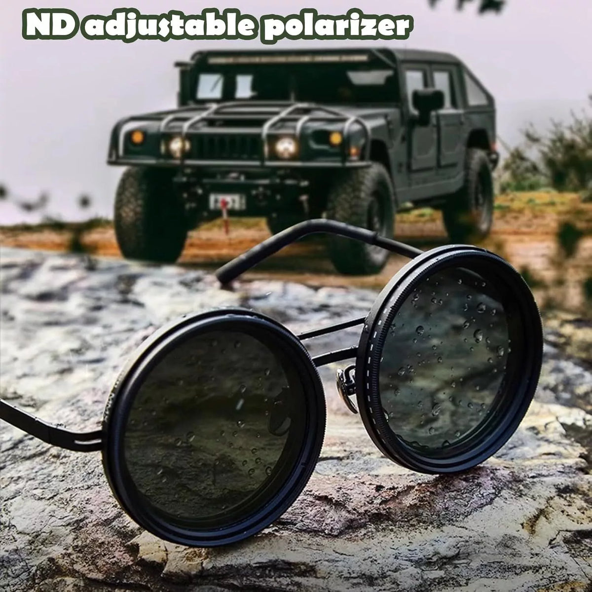 1-9 Flexible Tint Polarized Sunglasses with Integrated ND Filter Lenses, Retro Round Design for Men Women