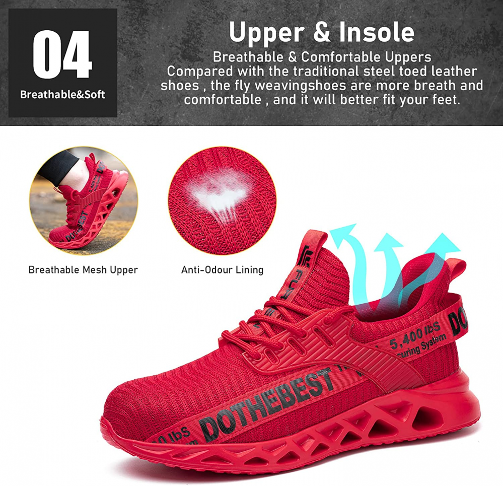 Ultralight Breathable Non-Slip Safety Shoes with Steel Toe and Kevlar Sole for Enhanced Comfort and Protection-6