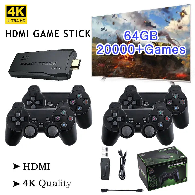 TikTok Viral Fall 2025, 20,000+ Games, Comes with 2 Cordless Controllers – 4K TV Game Stick 64GB Retro Gaming Console