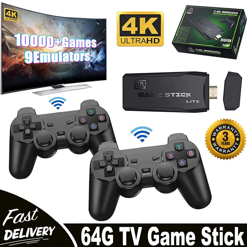 TikTok Viral Fall 2025, 20,000+ Games, Comes with 2 Cordless Controllers – 4K TV Game Stick 64GB Retro Gaming Console