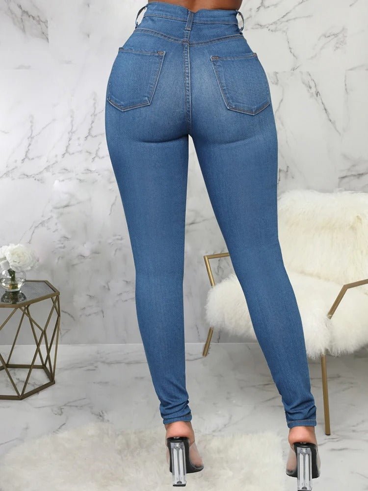High Waist Skinny Stretch Jeans for Women, Comfortable Fit, Versatile Blue, Black, Grey, Sizes XS-XL-2
