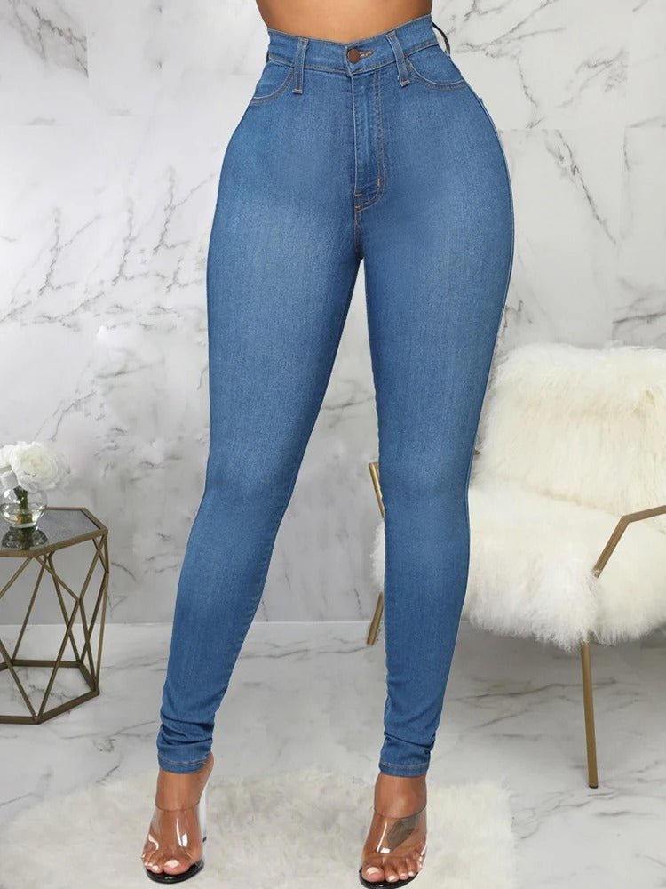Variant image for High Waist Skinny Stretch Jeans for Women, Comfortable Fit, Versatile Blue, Black, Grey, Sizes XS-XL-1
