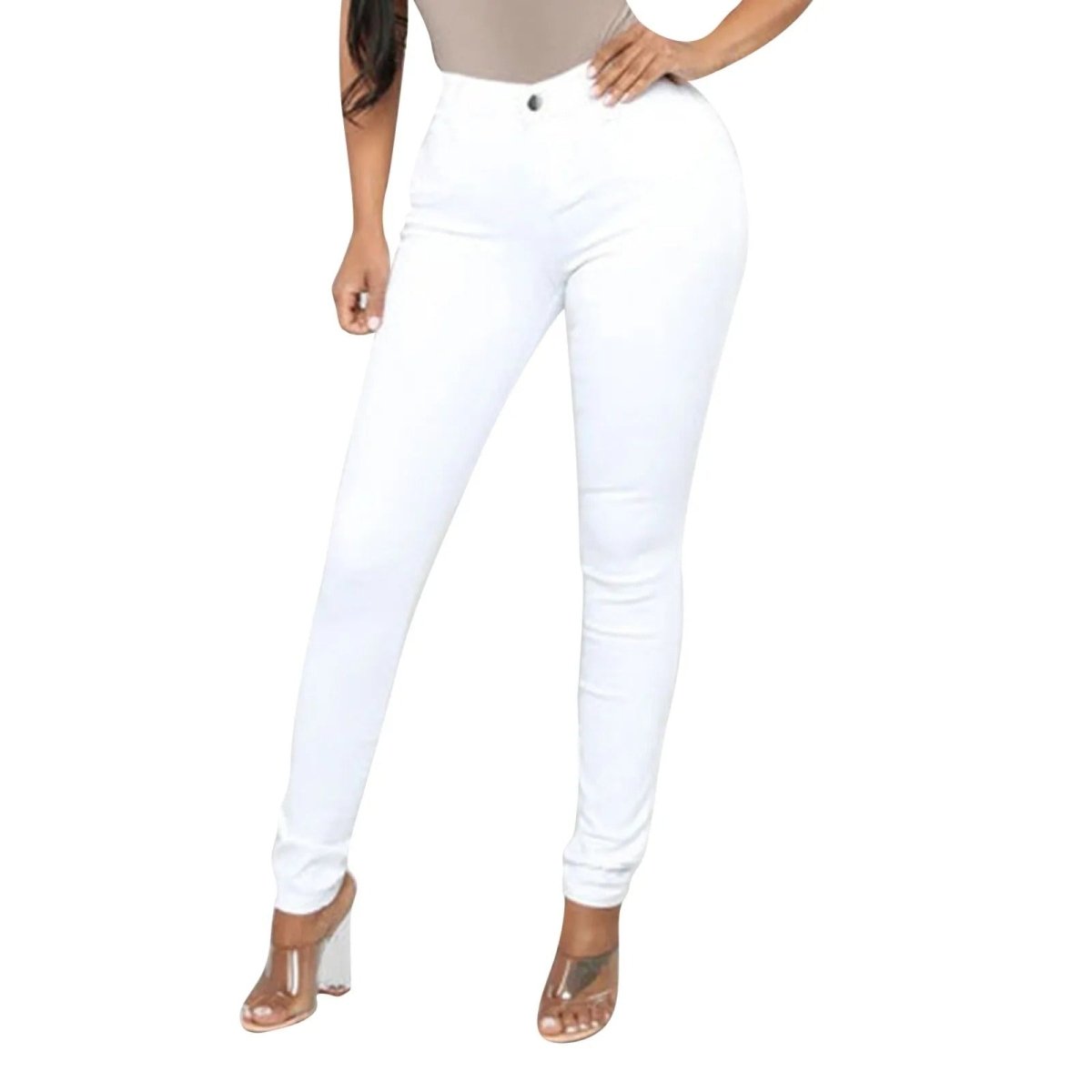 Variant image for High Waist Skinny Stretch Jeans for Women, Comfortable Fit, Versatile Blue, Black, Grey, Sizes XS-XL-6