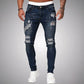 Slim-Fit Ripped Men's Jeans in High-Quality Cotton Blend for Casual and Trendy Everyday Wear-4