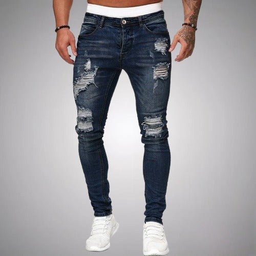 Slim-Fit Ripped Men's Jeans in High-Quality Cotton Blend for Casual and Trendy Everyday Wear-4
