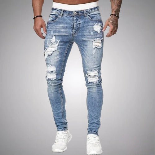 Slim-Fit Ripped Men's Jeans in High-Quality Cotton Blend for Casual and Trendy Everyday Wear-2