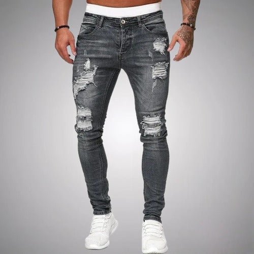 Slim-Fit Ripped Men's Jeans in High-Quality Cotton Blend for Casual and Trendy Everyday Wear-5