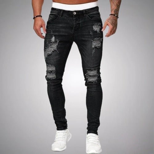 Slim-Fit Ripped Men's Jeans in High-Quality Cotton Blend for Casual and Trendy Everyday Wear-1