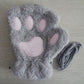 Plush Cozy Women Fingerless Gloves - Cat-Claw Fleece Winter