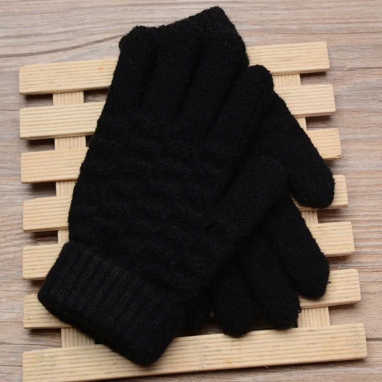 Womens Stretchy Knit Gloves - Stretch-Fitted, Wool Blend
