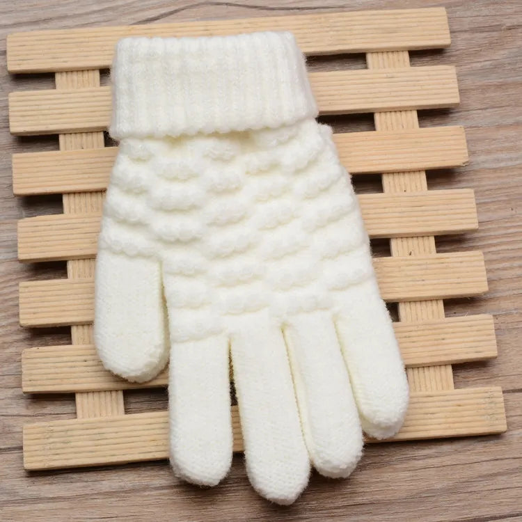 Womens Stretchy Knit Gloves - Stretch-Fitted, Wool Blend