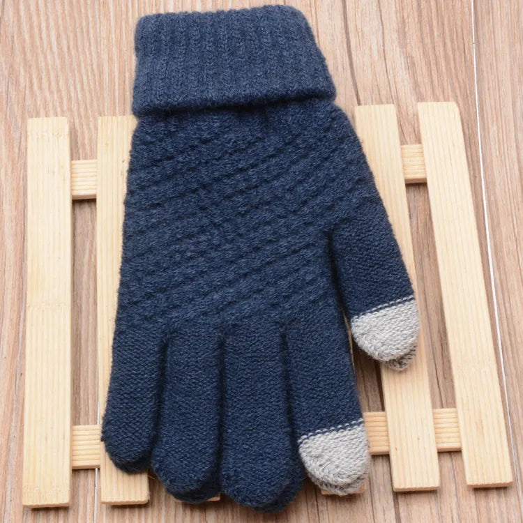 Womens Stretchy Knit Gloves - Stretch-Fitted, Wool Blend