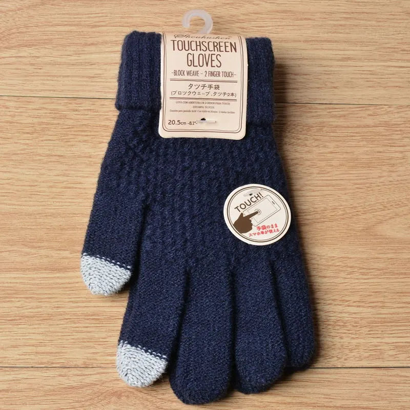 Womens Stretchy Knit Gloves - Stretch-Fitted, Wool Blend