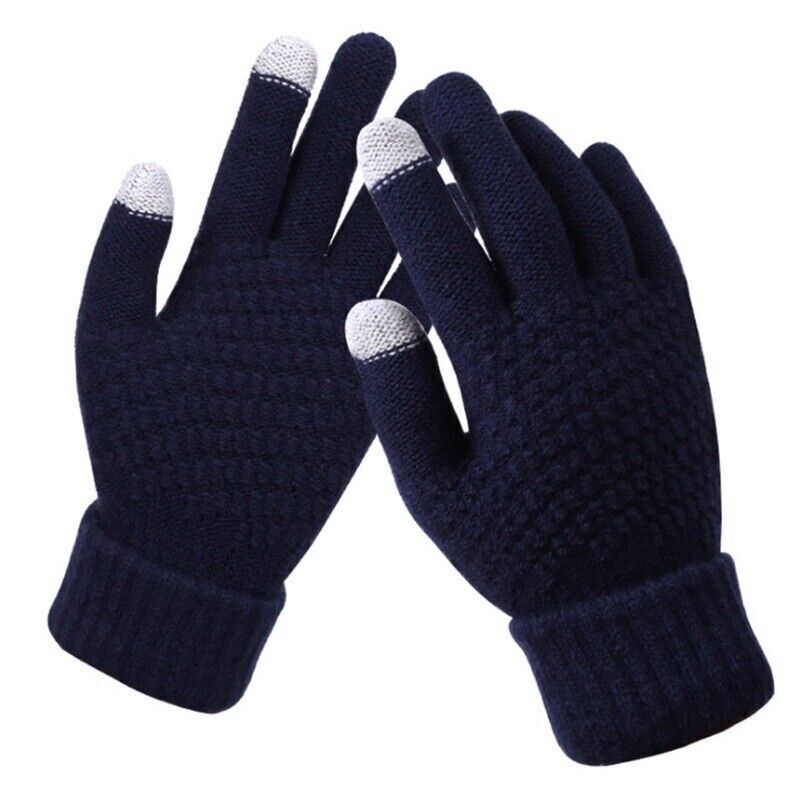 Womens Stretchy Knit Gloves - Stretch-Fitted, Wool Blend