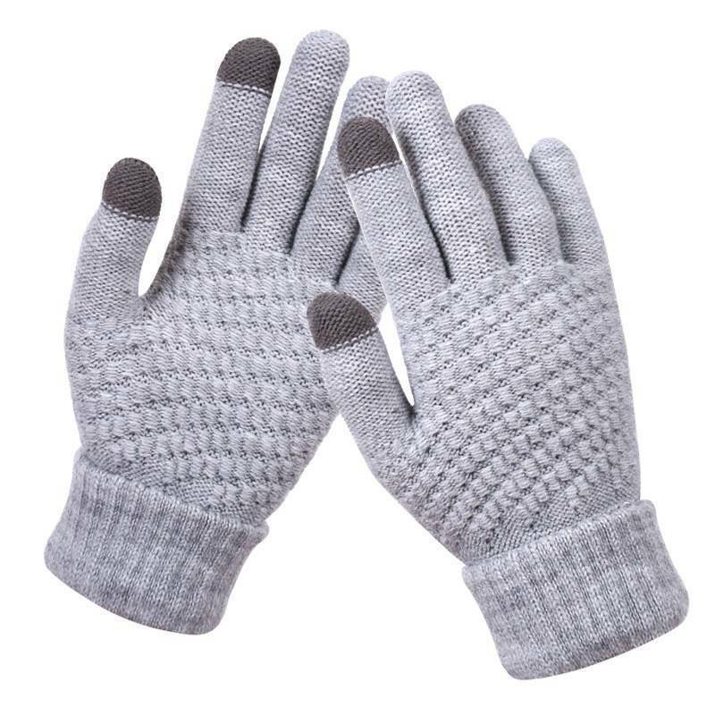 Womens Stretchy Knit Gloves - Stretch-Fitted, Wool Blend