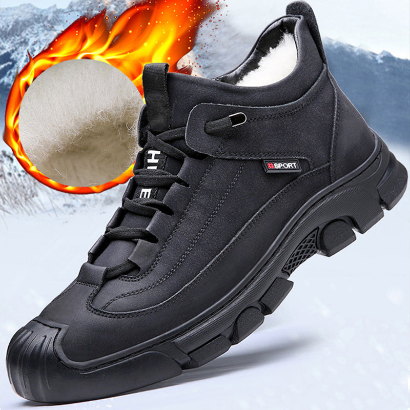 Men's Winter Sneakers with Faux Fur Lining, Non-Slip Rubber Sole, Easy On/Off Design, Gray and Black, Sizes 39-44-4