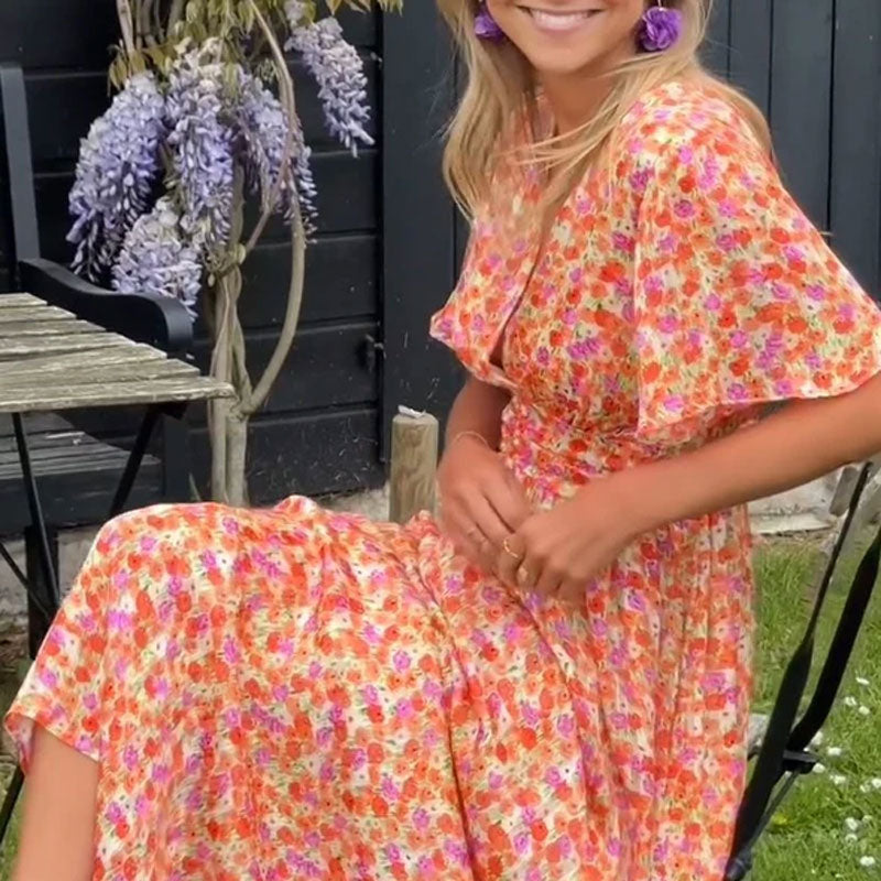 Lightweight Women's Summer Dress with V-Neck Design, Breathable Fabric, Airy Fit, Available in Multiple Colors-6