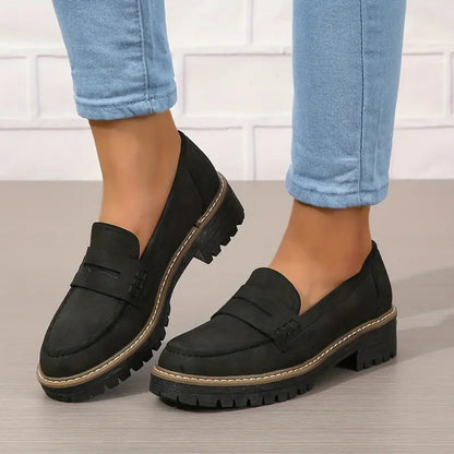Variant image for Thick Platform Moccasins for Women with 4.5 cm Padded Sole, Slip-On Design, Comfortable and Supportive Moccasin Slippers-1