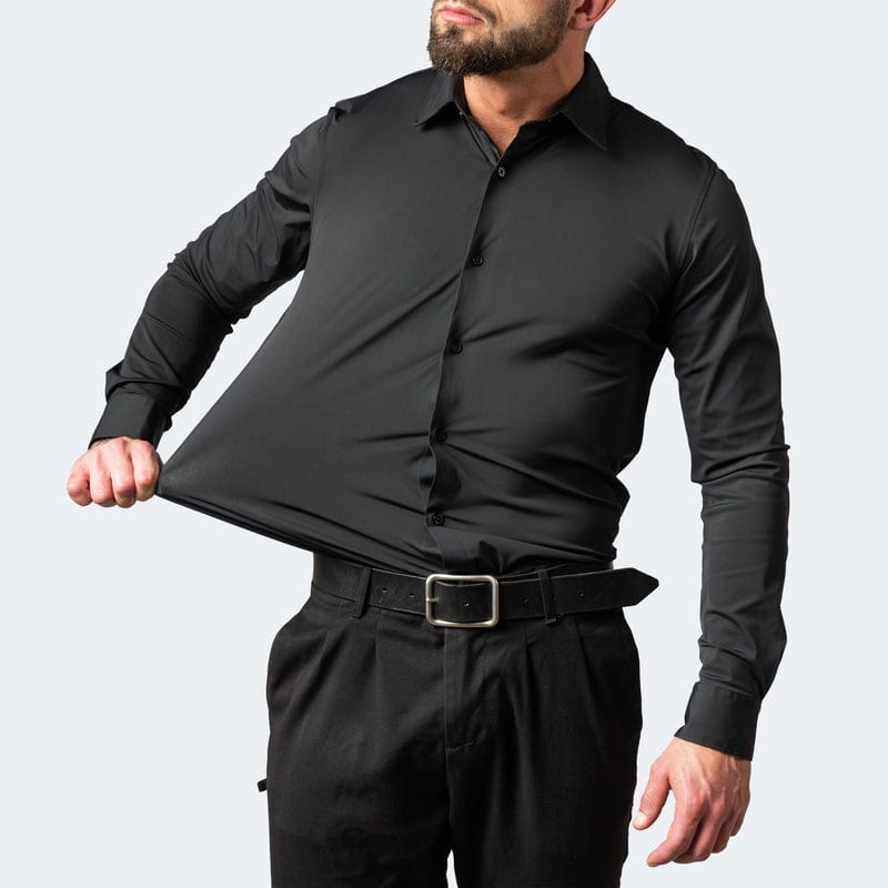 Variant image for Men's Elastic Comfort Dress Shirt, Wrinkle-Free, Breathable Fabric, Quick Drying, Regular Fit for All Occasions-1
