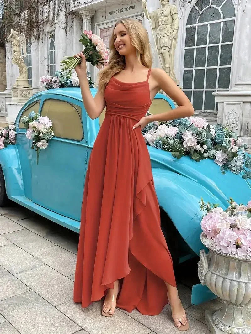 Elegant Women's Long Chiffon Dress, Fit and Flare Design, Versatile Summer and Wedding Guest Dresses-2