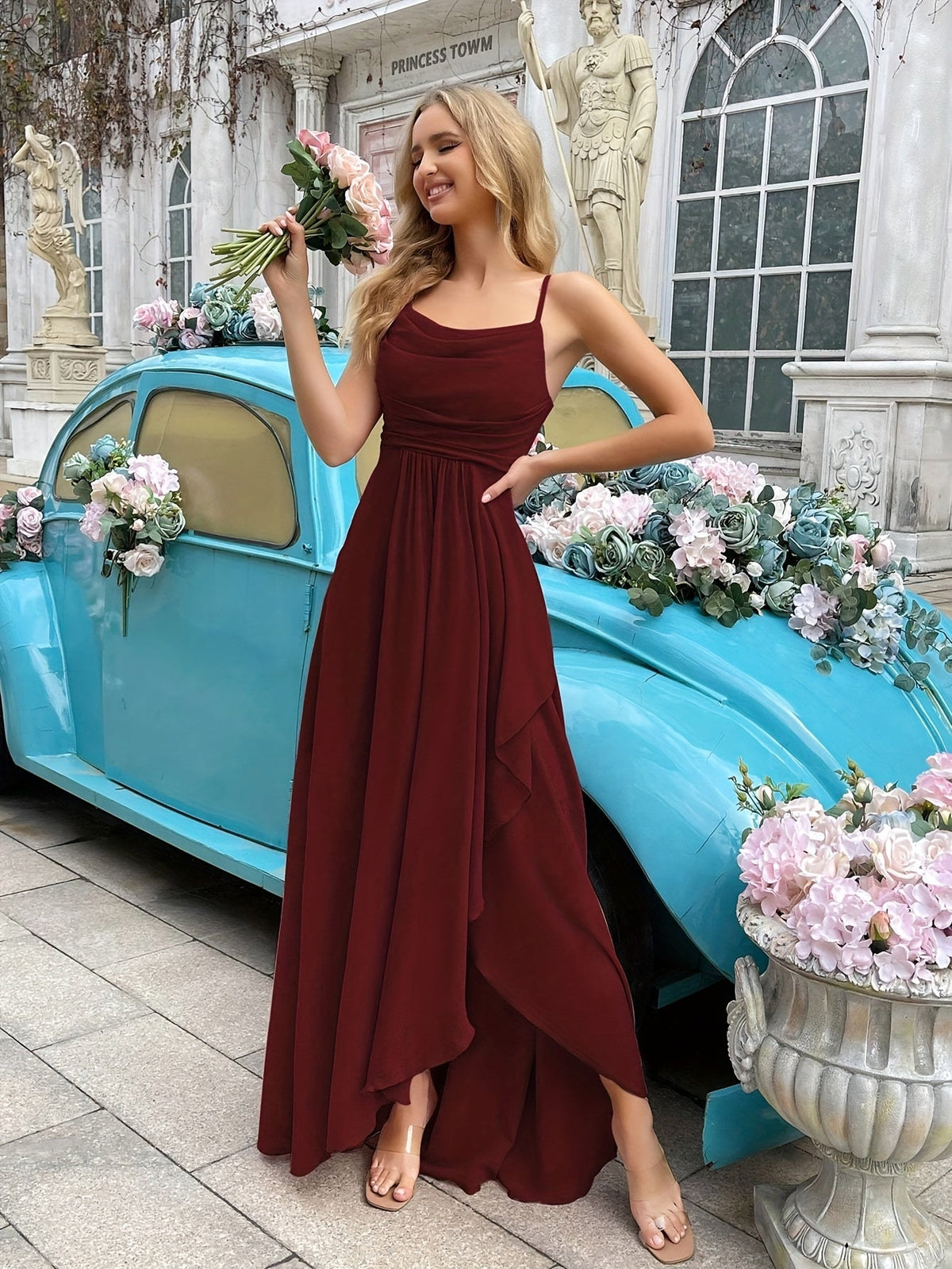 Variant image for Elegant Women's Long Chiffon Dress, Fit and Flare Design, Versatile Summer and Wedding Guest Dresses-11