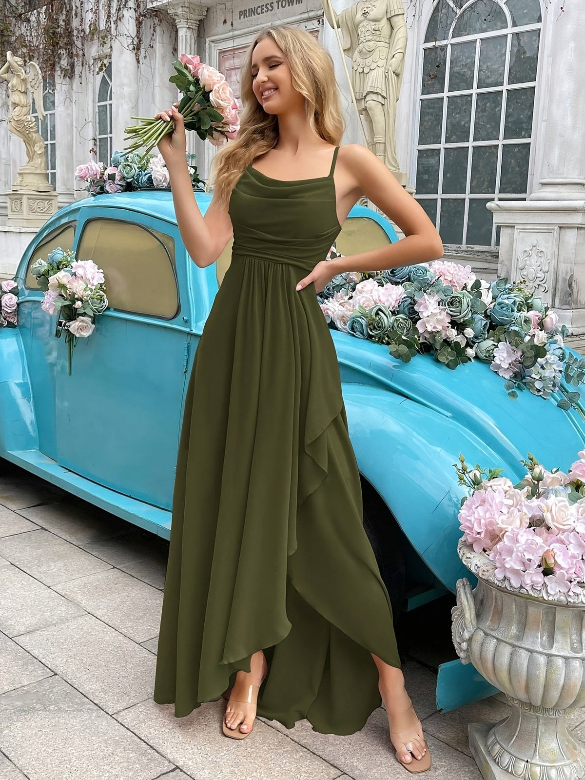 Elegant Women's Long Chiffon Dress, Fit and Flare Design, Versatile Summer and Wedding Guest Dresses-5