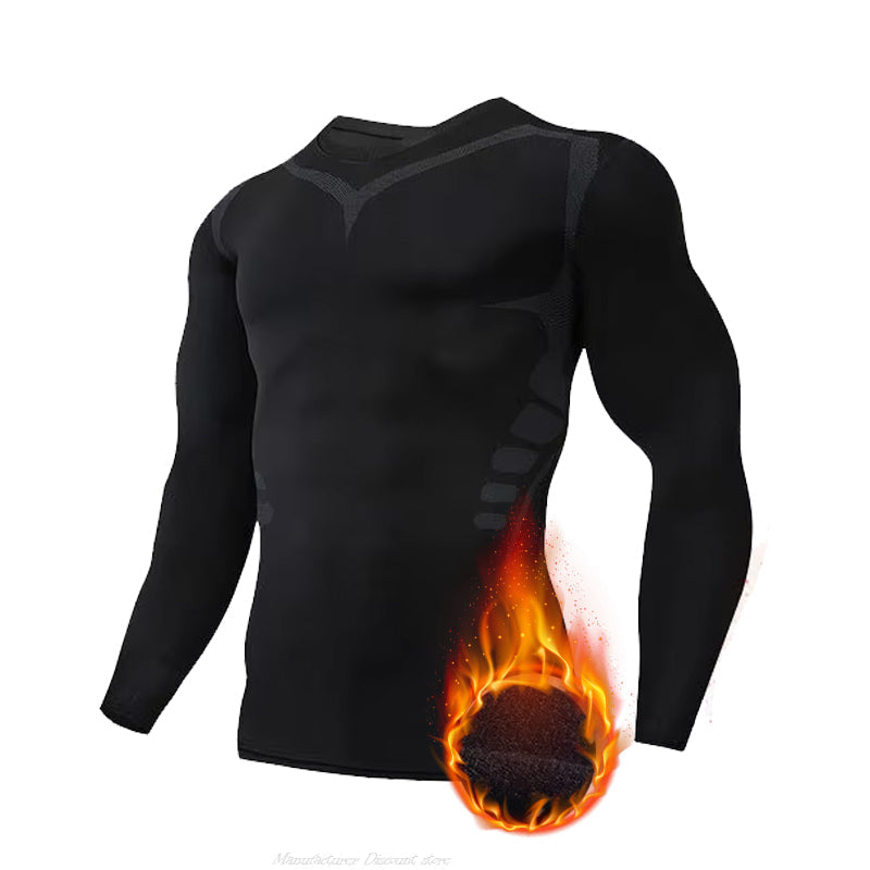 Men's Thermal Fleece Compression Undershirts for Winter Sports - Light, Moisture-Wicking Fitness Gear
