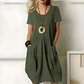 Variant image for Loose-Fit Casual Women's Dress with Pockets, Soft Breathable Fabric, Plus Size Available, Ideal for Everyday Summer Wear-4