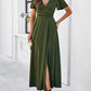 Variant image for V-Neck Slim White Dress for Women with High Slit, Short Sleeves, Perfect for Summer and Elegant Evenings-9
