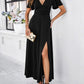 Variant image for V-Neck Slim White Dress for Women with High Slit, Short Sleeves, Perfect for Summer and Elegant Evenings-13