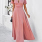 V-Neck Slim White Dress for Women with High Slit, Short Sleeves, Perfect for Summer and Elegant Evenings-6