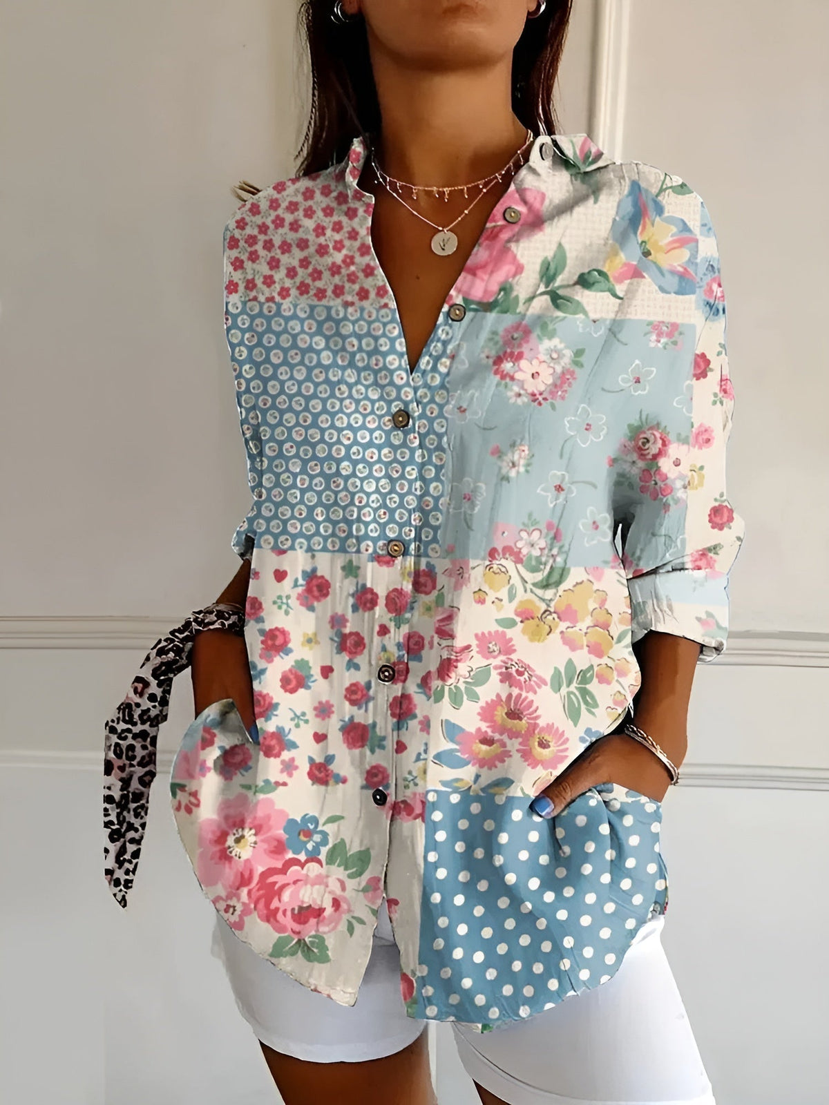 Floral Breeze Women's Blouse - Lightweight, Breathable Plus Size Tops in S-5XL for Casual or Professional Style-4