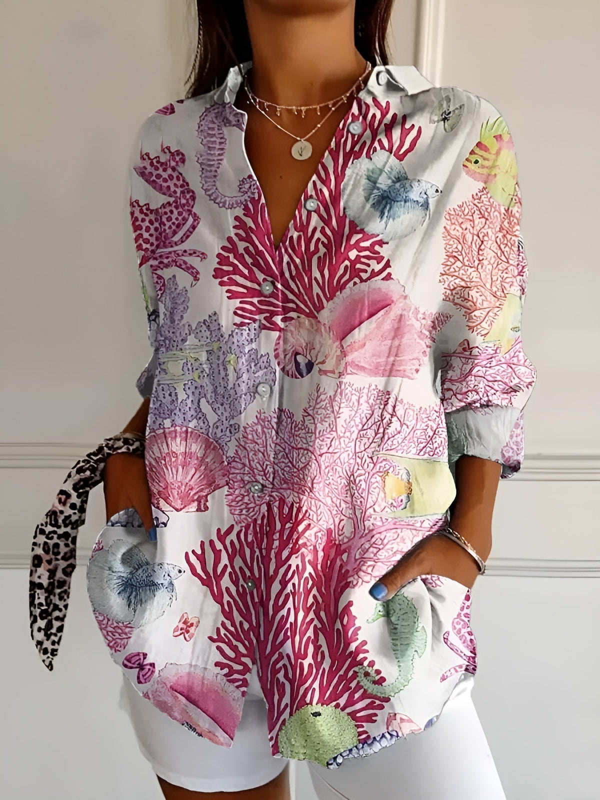 Variant image for Floral Breeze Women's Blouse - Lightweight, Breathable Plus Size Tops in S-5XL for Casual or Professional Style-1