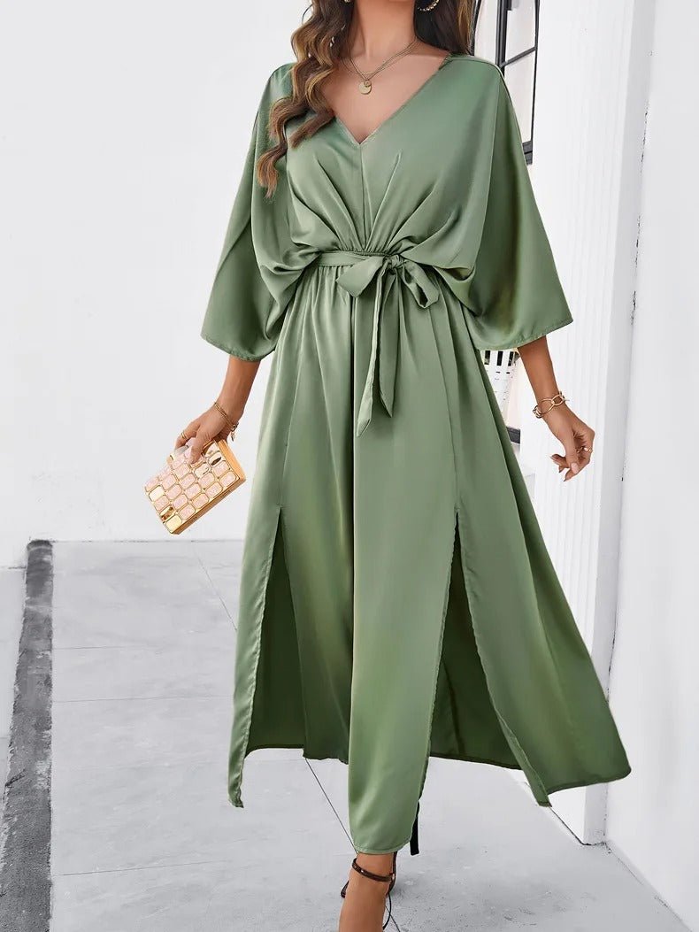 Elegant V-Neck Summer Dress for Women - Perfect Wedding Guest or Formal Event Attire, Knee-Length, Comfortable Fit-6