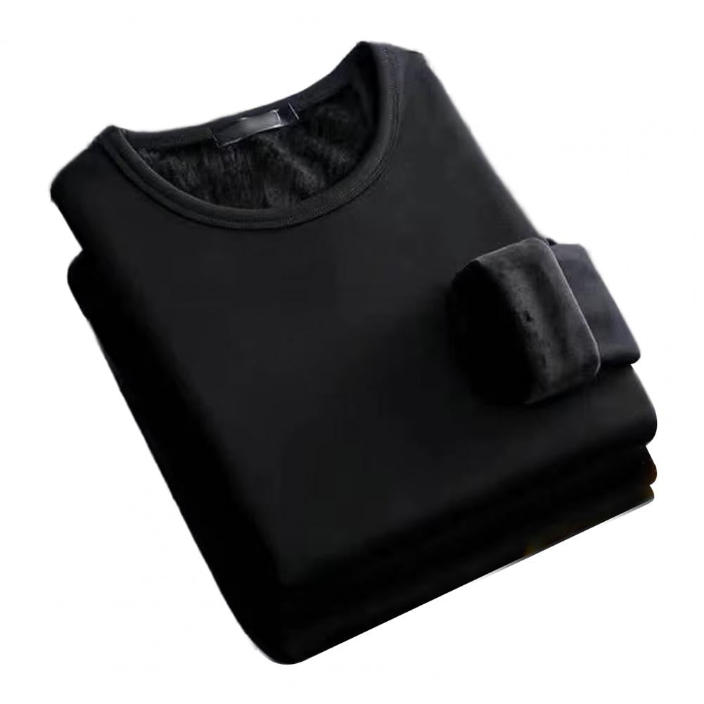 Plush Thick Thermal Long Sleeve Shirt Men's - Cozy Bottoming Layer for Cold Weather Comfort