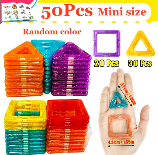 Creative Magnetic Building Blocks Kit - Large & Mini DIY Toys for Kids Aged 7-12, Fun Educational Construction Gift in Mixed Colors